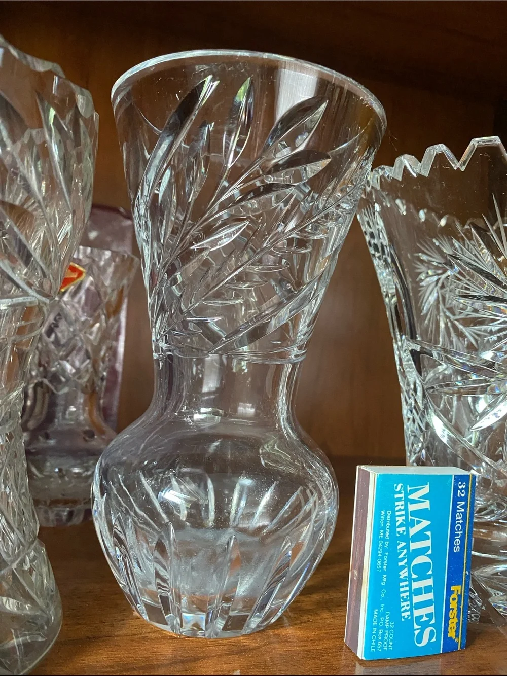 Vintage Clear Cut Crystal Vases European hand cut  4